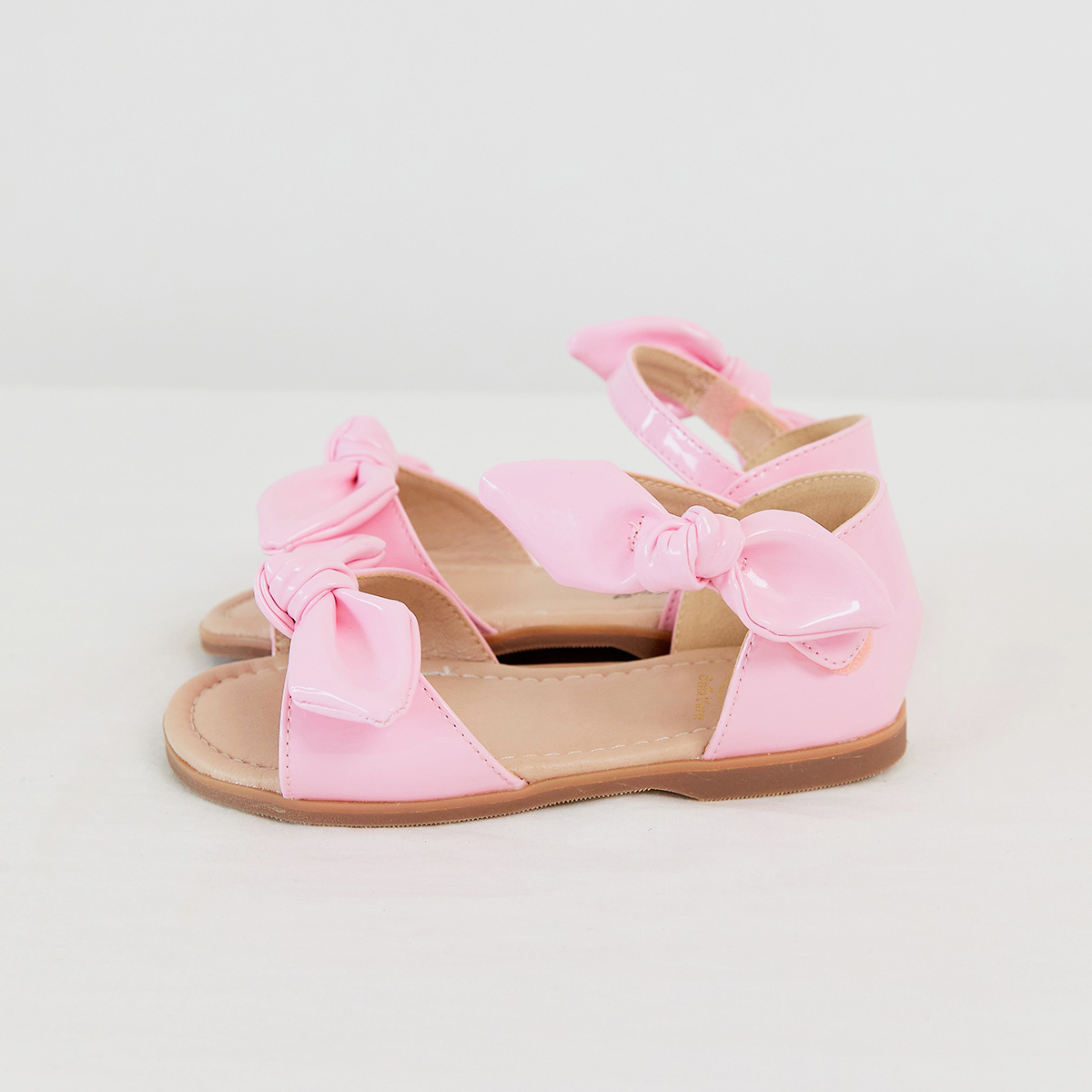 BellaVara 時尚扭轉蝴蝶結公主涼鞋-甜美粉