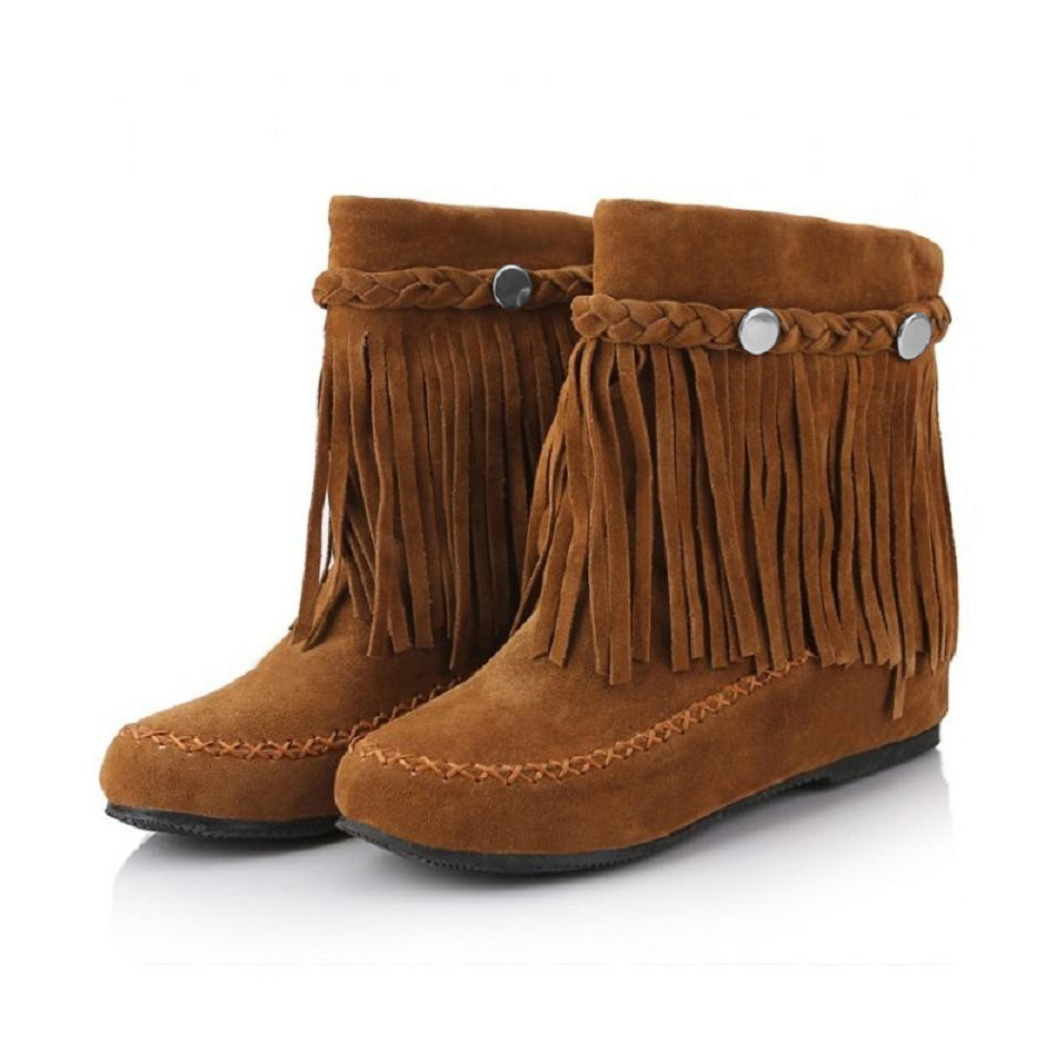 BellaVara波希米亞親子流蘇靴-棕