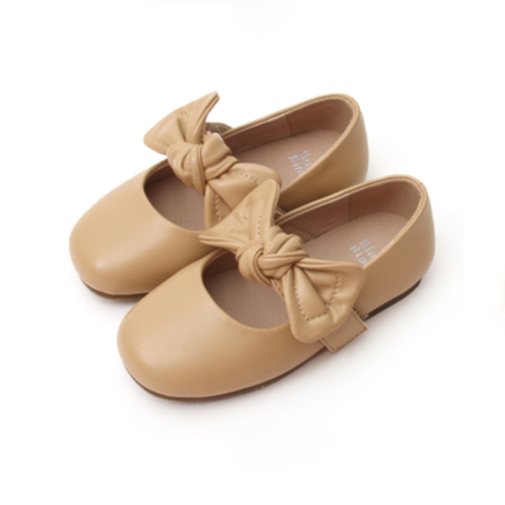 BellaVara春夏款馬卡龍小清新蝴蝶結鞋履-奶茶