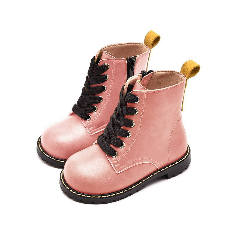 BellaVara 輕量化兒童六孔復古靴-粉