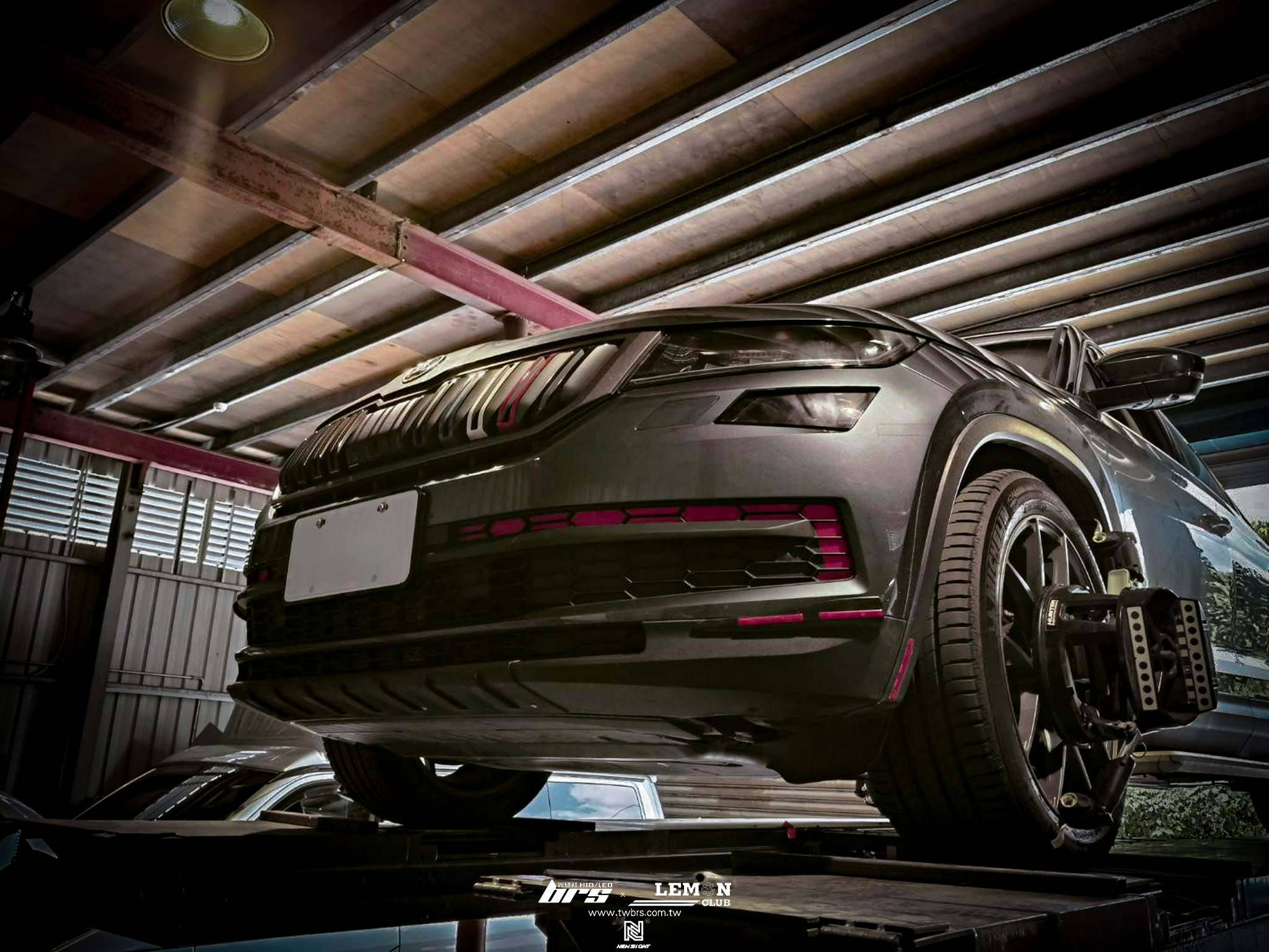 Skoda Kodiaq 保養 KATECOOL變速箱冷卻器+KCDesign前防傾桿+PQ冷氣活性碳外置濾芯+MQB 專用副車架襯套+HUNTER 3D電腦四輪定位