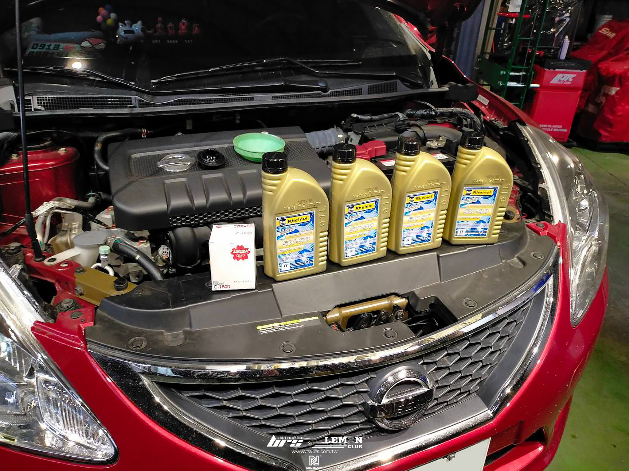 Nissan Tiida 保養 萊茵機油5W30+機油芯+變速箱油更換