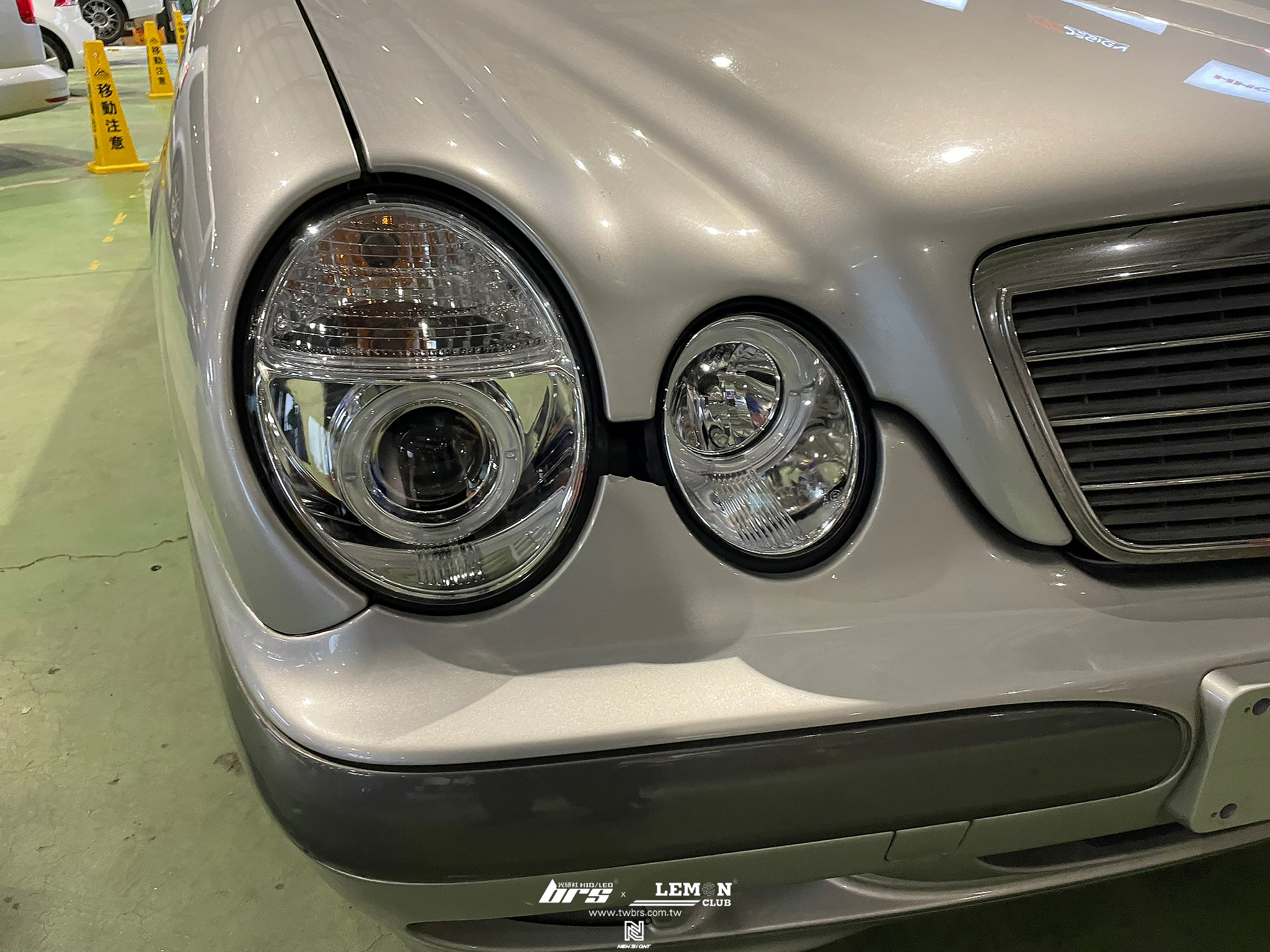Benz W210 安裝 魚眼大燈總成