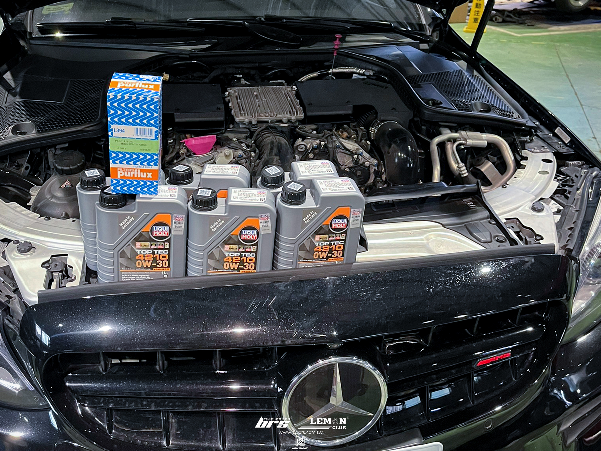 Benz W205 C43 保養 德國LIQUI MOLY 0W30頂級機油更換+原廠機油芯更換