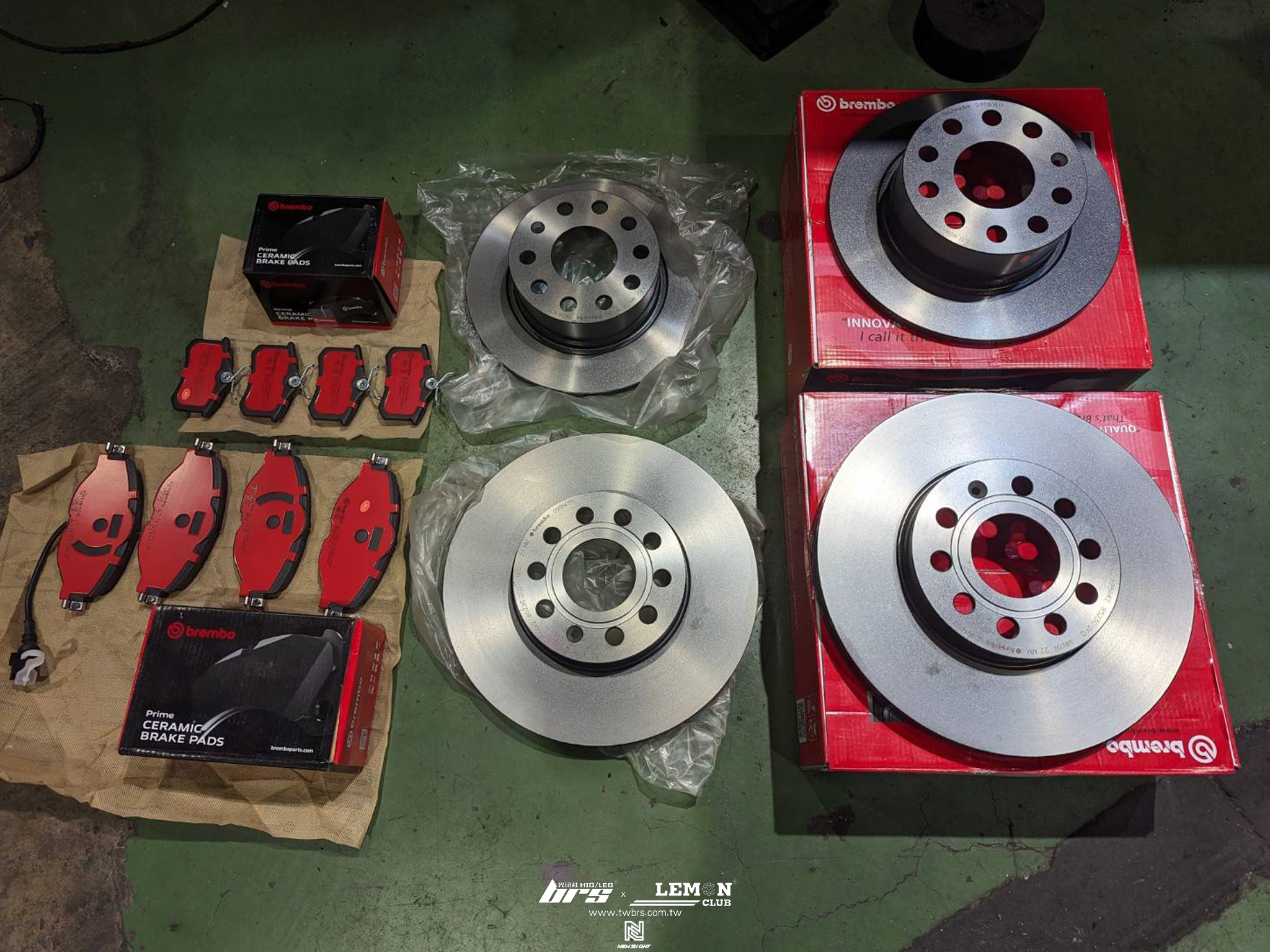 Skoda Octavia 安裝 Brembo288x25前碟盤+後Brembo253x10碟盤+Brembo前來令片(紅皮)+Brembo後來令片(紅皮)