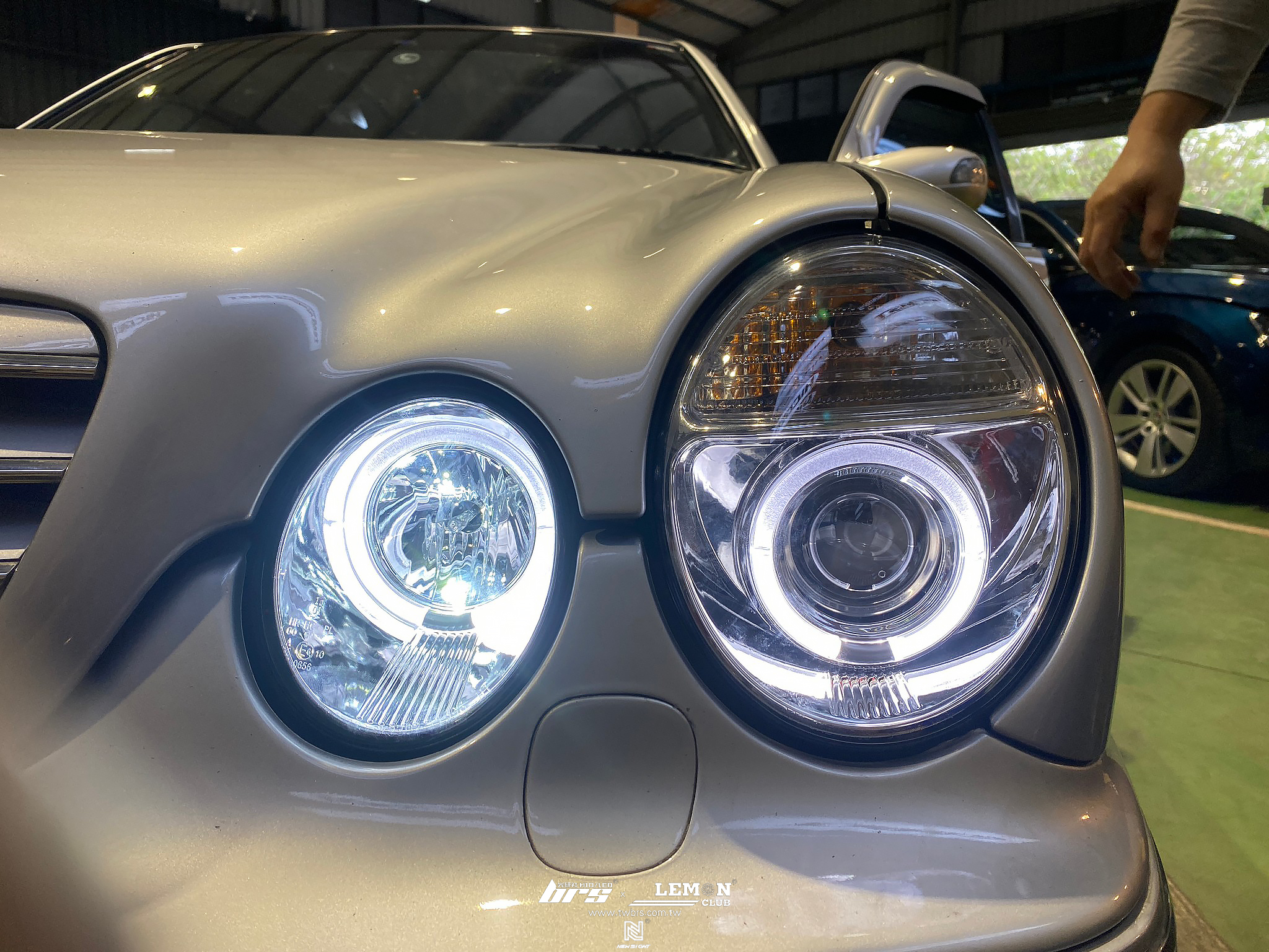 Benz W210 安裝 雙光圈魚眼大燈總成+大燈35W 6000K HID+霧燈35W 3000K HID