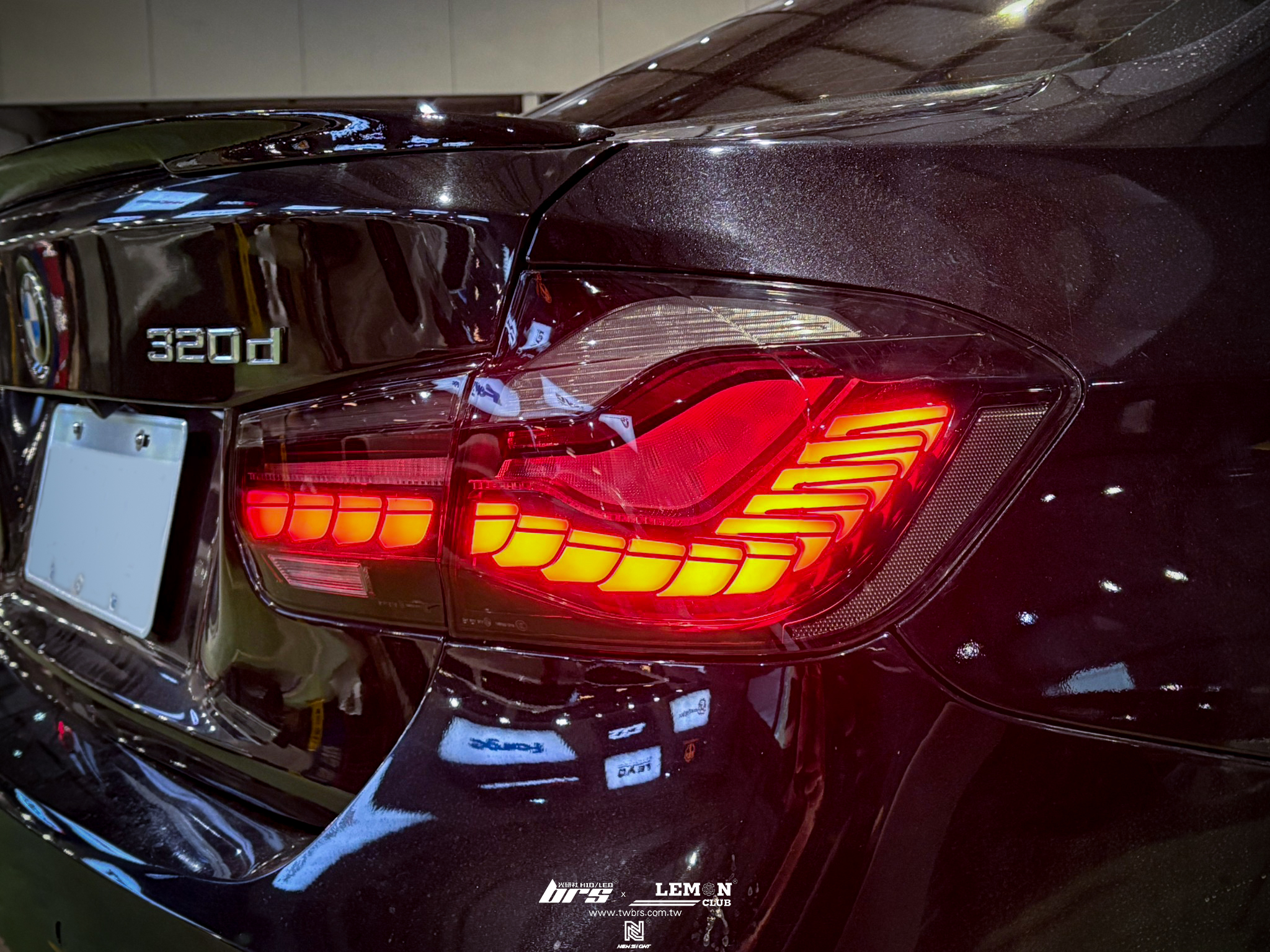 BMW F30 320D 安裝 燻黑龍鱗流水尾燈