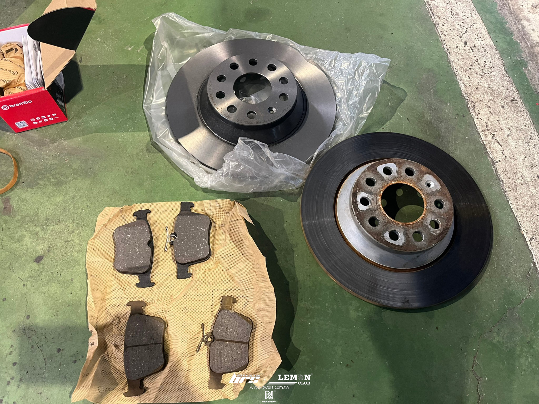 Skoda Superb 安裝 前Brembo312x25碟盤更換+後Brembo300x12碟盤更換+前Brembo來令片(紅皮)+後Brembo來令片(紅皮)