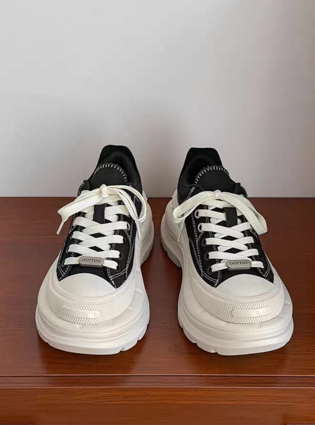 韓國 AL 6.5CM 弧刀熊貓厚底板鞋 (男女)16