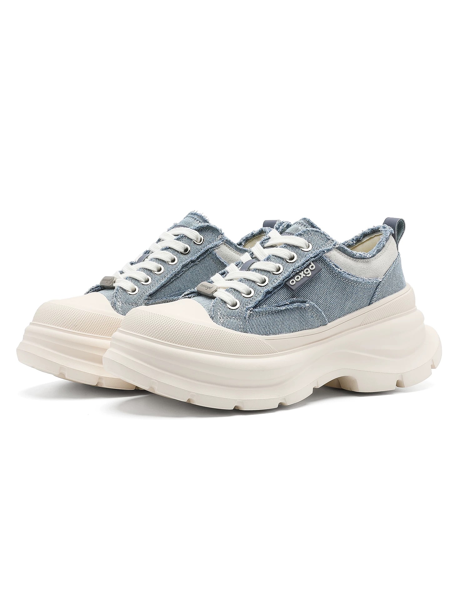 韓國 AL 六公分弧刀牛仔單寧厚底板鞋 (男女)18