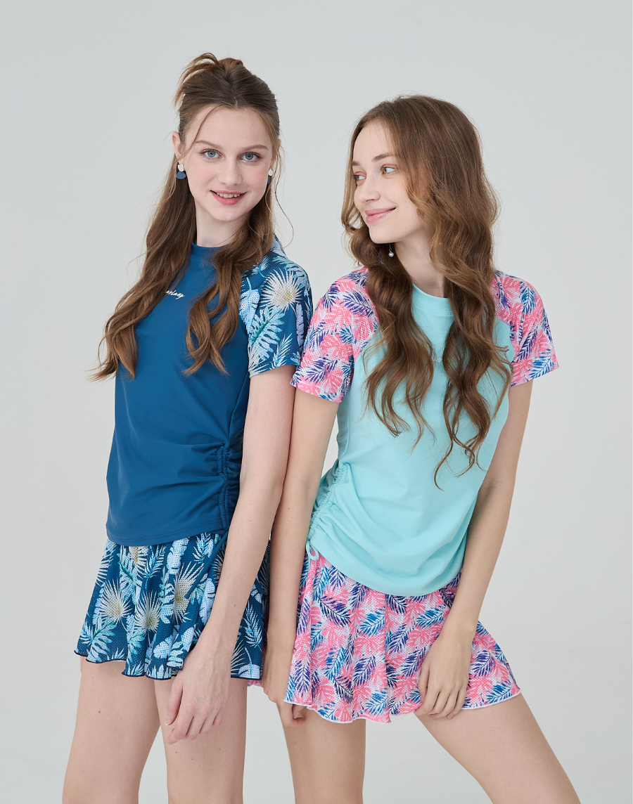 Haolang 深海藍葉影兩件式短袖泳衣5