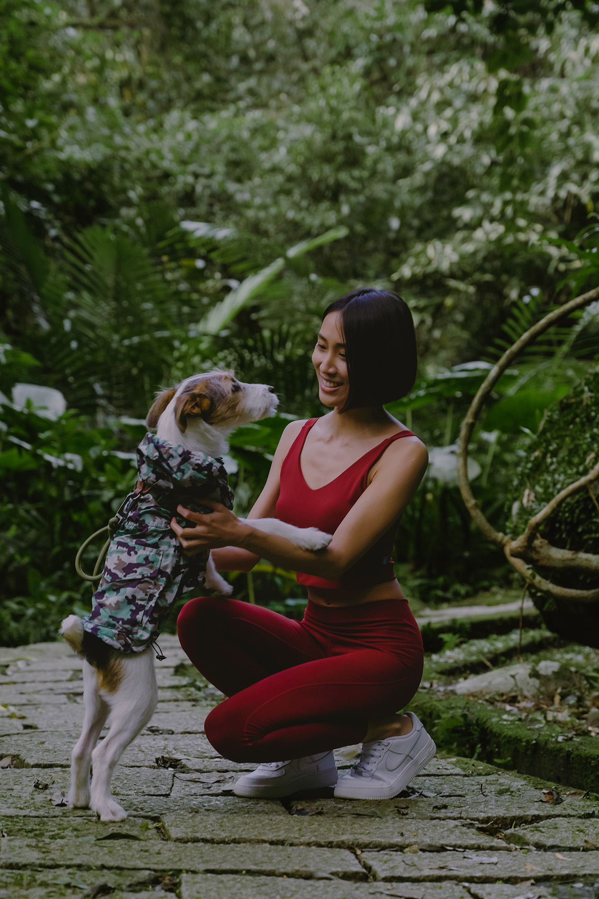 Haolang 酒紅色瑜珈褲