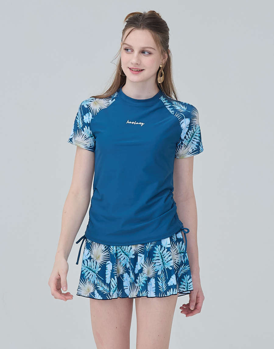 Haolang 深海藍葉影兩件式短袖泳衣1