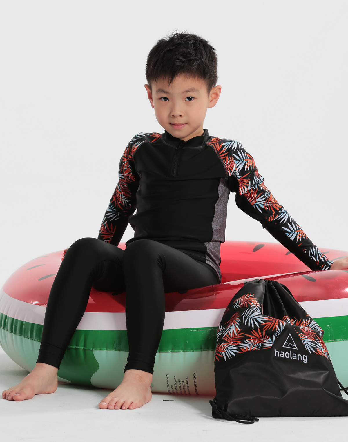 Haolang 夏威夷棕梠男童長袖泳衣