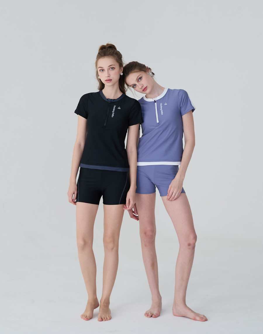 Haolang 經典黑短袖泳衣