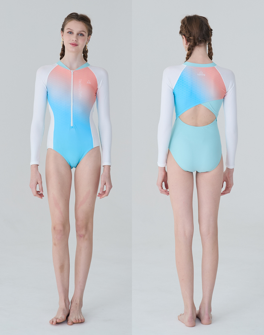 Haolang 拉鍊連身三角泳衣