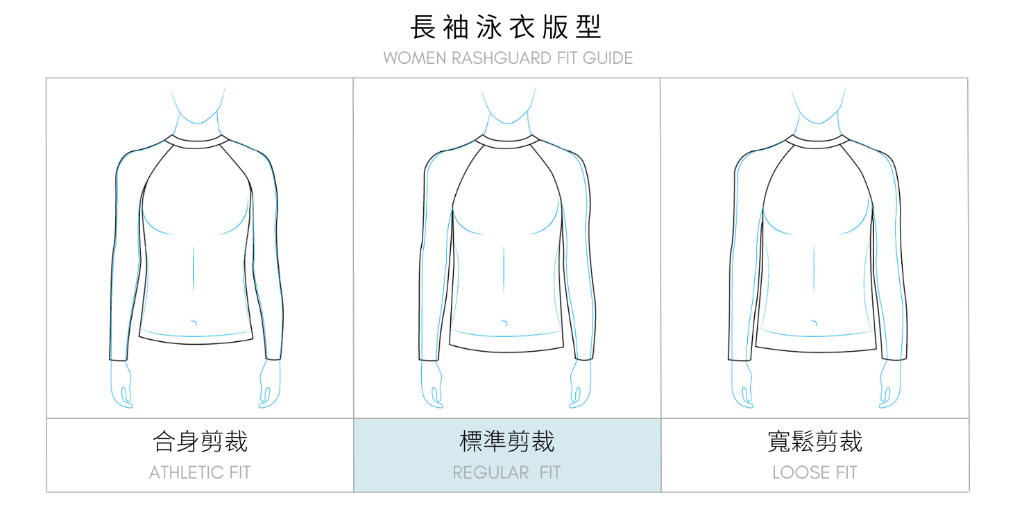 Haolang 長袖泳衣尺寸 Haolang 長袖泳衣尺寸