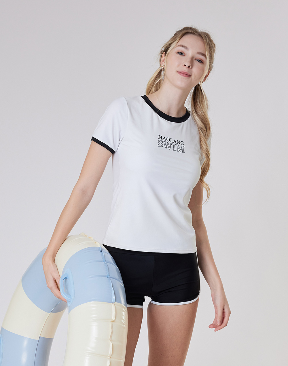 haolang 白色短袖泳衣