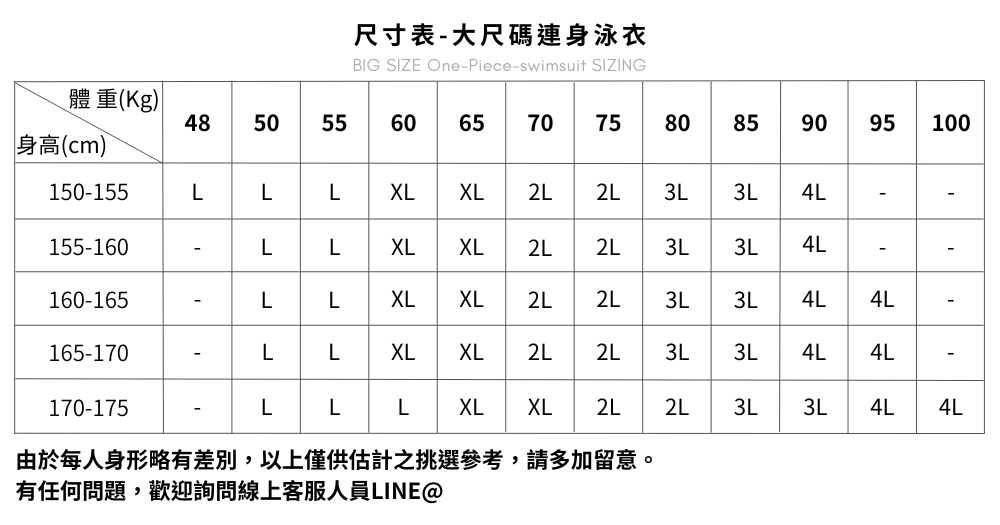 Haolang 尺寸表 Haolang 尺寸表
