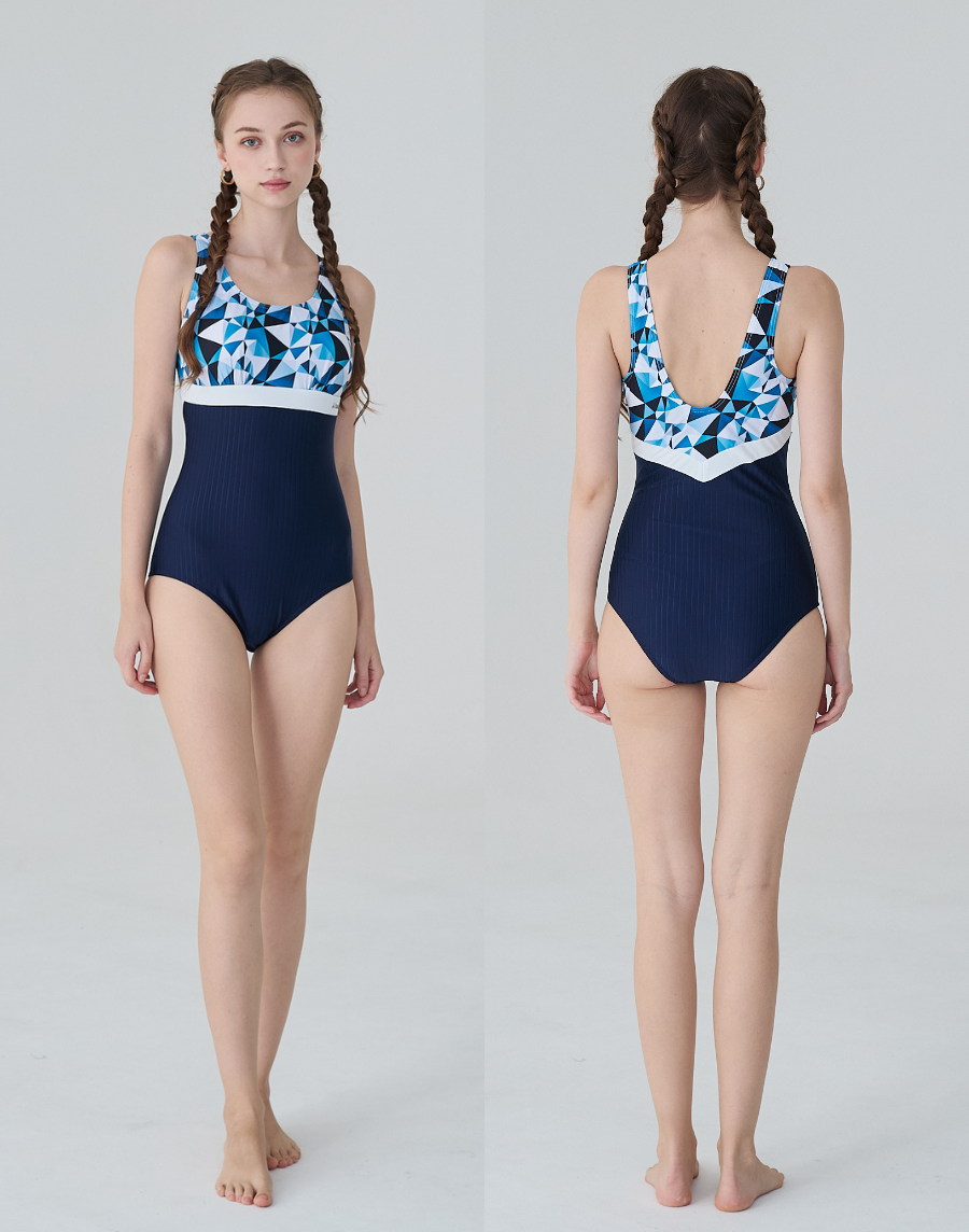 Haolang 幾何拼接連身三角泳衣 Haolang 幾何拼接連身三角泳衣