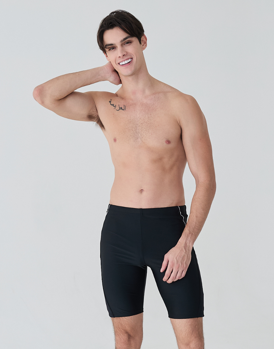 浩浪經典黑運動七分泳褲