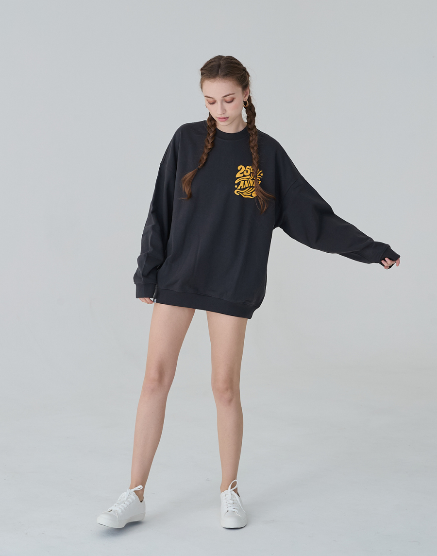 Haolang 寬鬆深灰色大學T