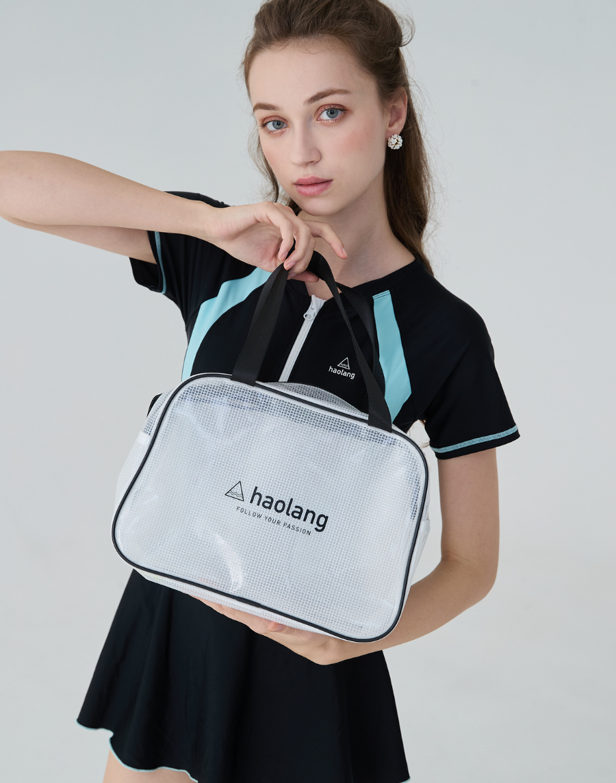 Haolang 短袖拉鍊連身裙泳衣