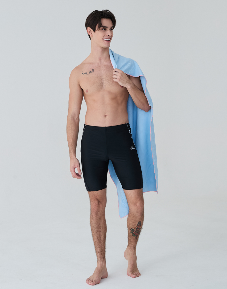 Haolang 經典黑運動七分泳褲