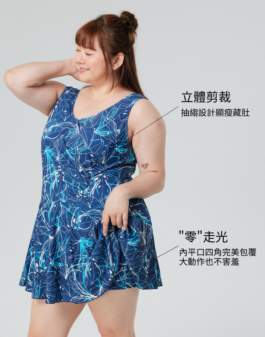 haolang 大尺碼連身裙泳衣