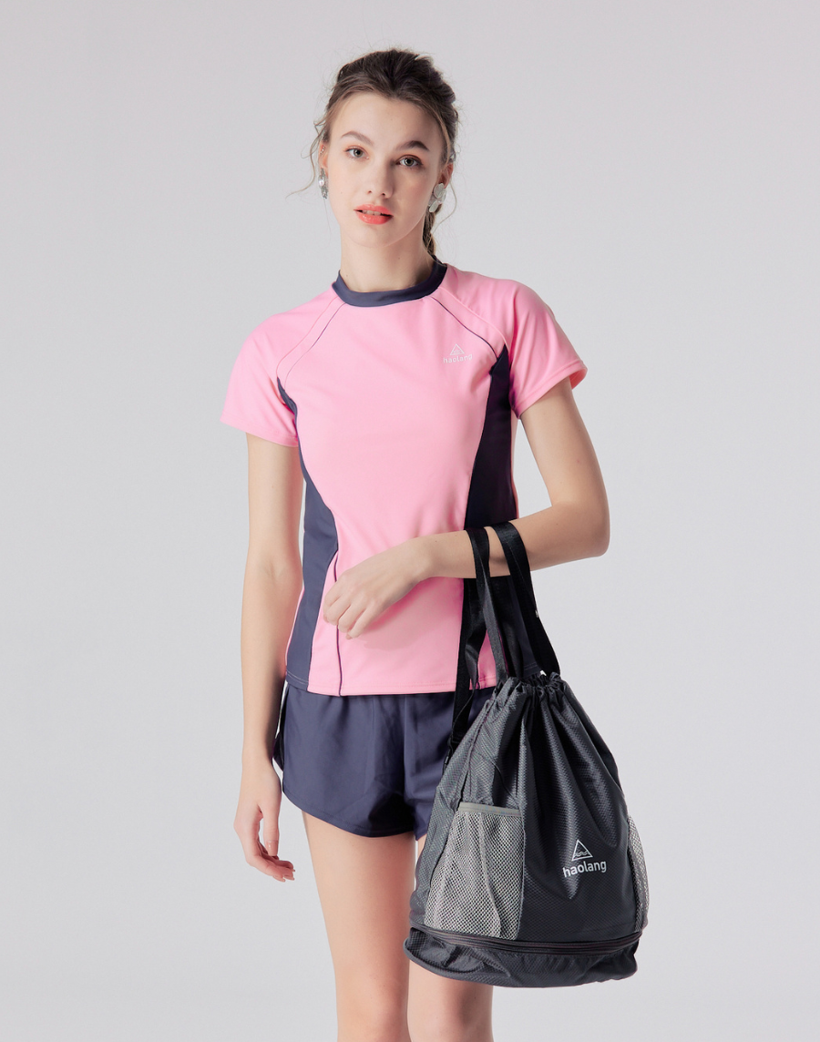 Haolang 粉色短袖泳衣
