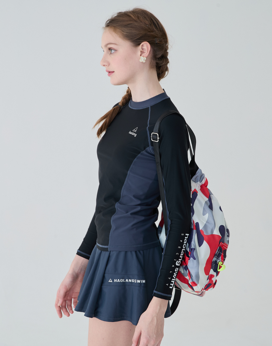 Haolang 經典黑女款長袖抗UV泳衣