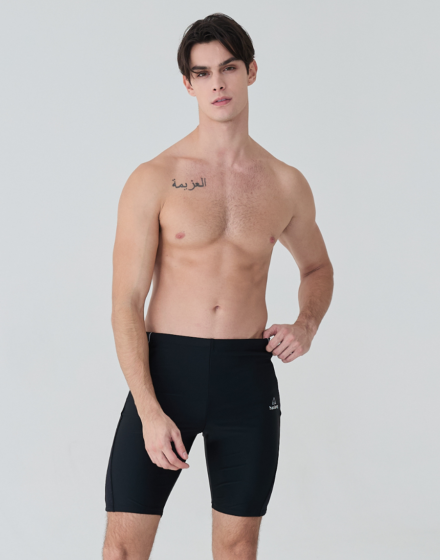 Haolang 經典黑運動七分泳褲