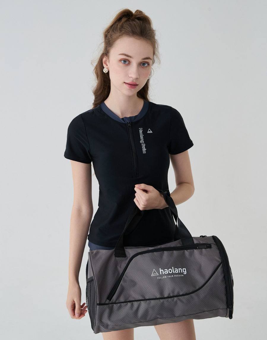 Haolang 經典黑兩件式短袖泳衣