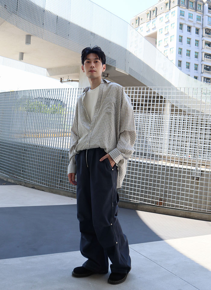 【 Giusto 】前抓皺鬆緊褲頭挺版高磅數牛仔褲10