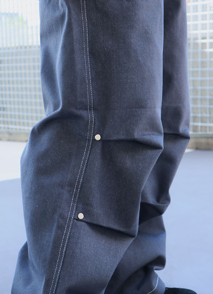 【 Giusto 】前抓皺鬆緊褲頭挺版高磅數牛仔褲