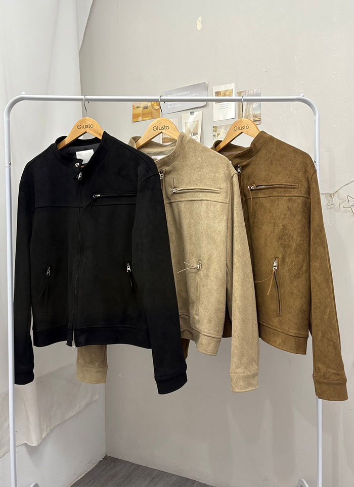 【 Giusto 】麂皮雙拉鏈質感軟料外套