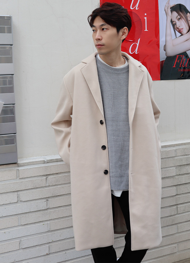 【 Giusto 】V字小翻領單排合身長版大衣