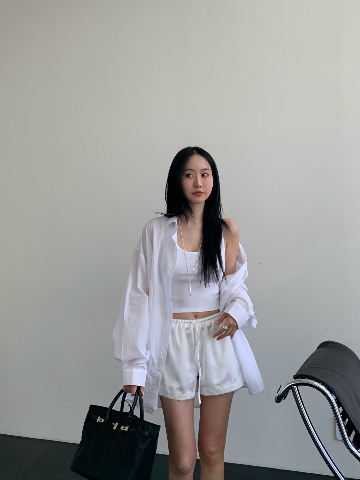 ♡正韓♡不易皺前短後長襯衫6