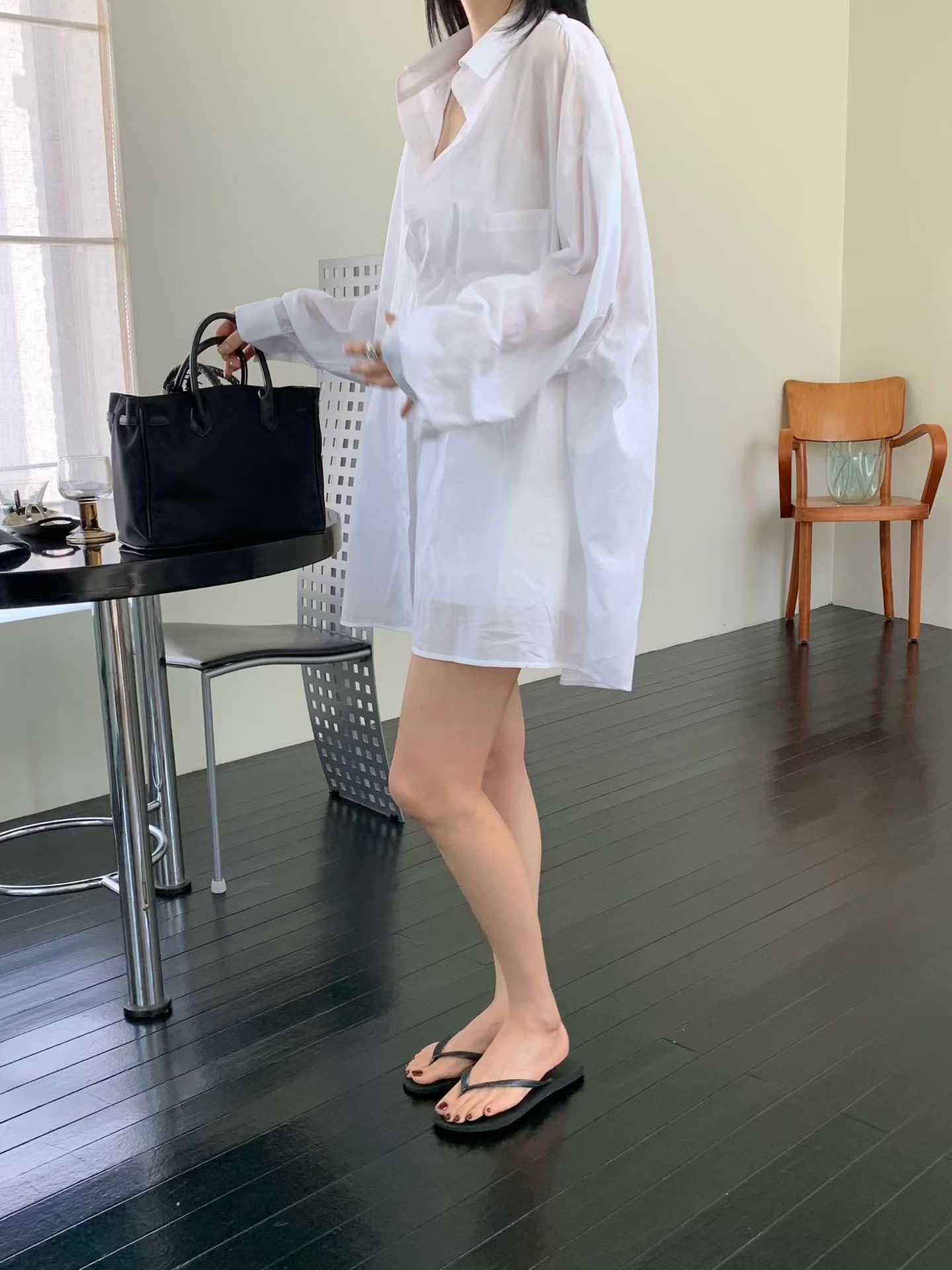 ♡正韓♡不易皺前短後長襯衫9