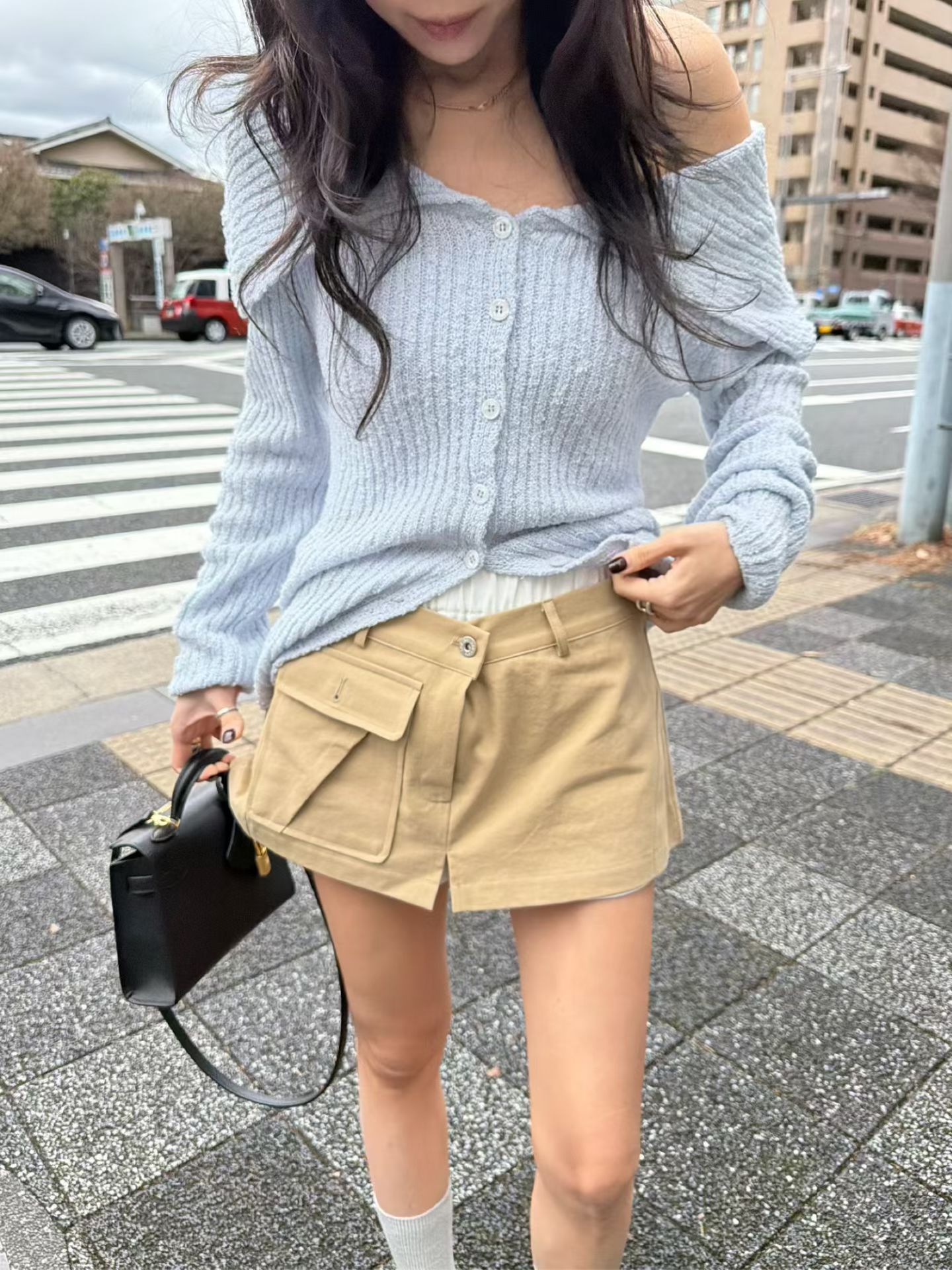 ♡正韓♡斜紋布大口袋短褲裙7