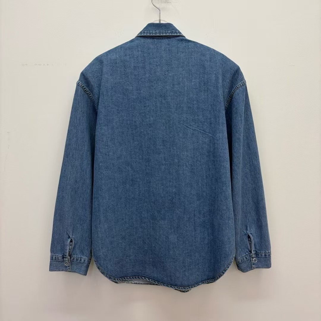 ♡正韓♡春款壓釦牛仔墊肩襯衫8