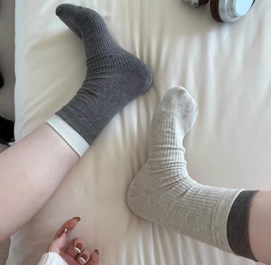 ♡正韓♡拼接坑條棉襪2