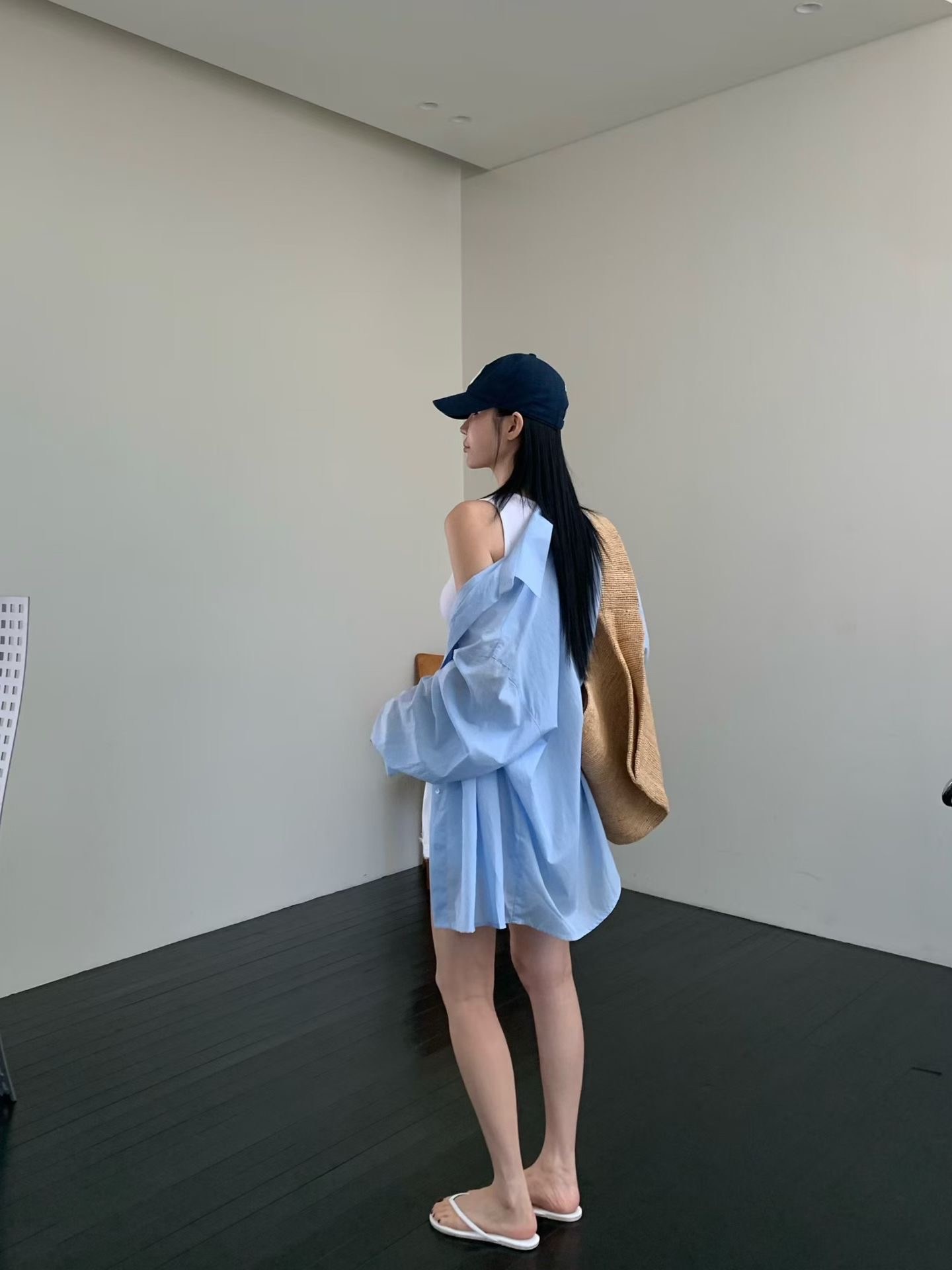 ♡正韓♡不易皺前短後長襯衫5