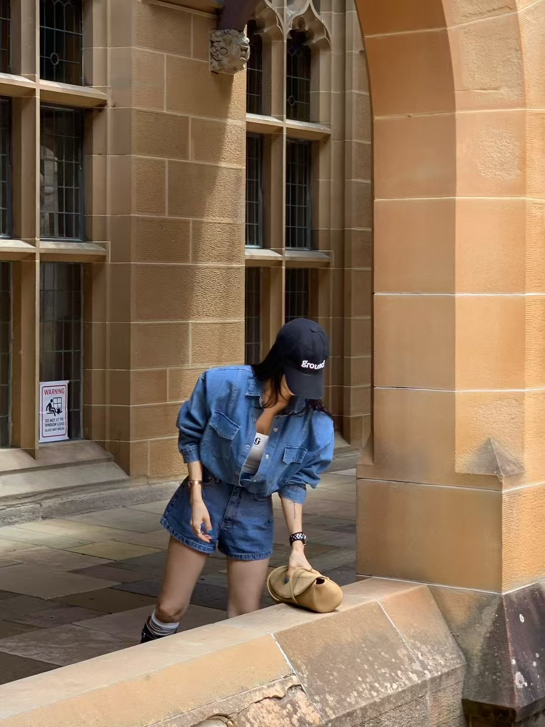 ♡正韓♡春款壓釦牛仔墊肩襯衫1