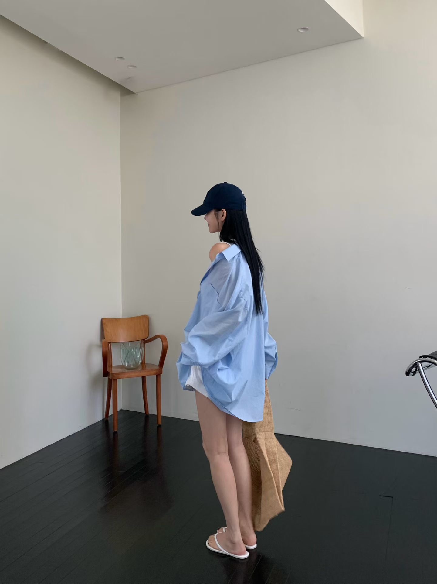 ♡正韓♡不易皺前短後長襯衫4