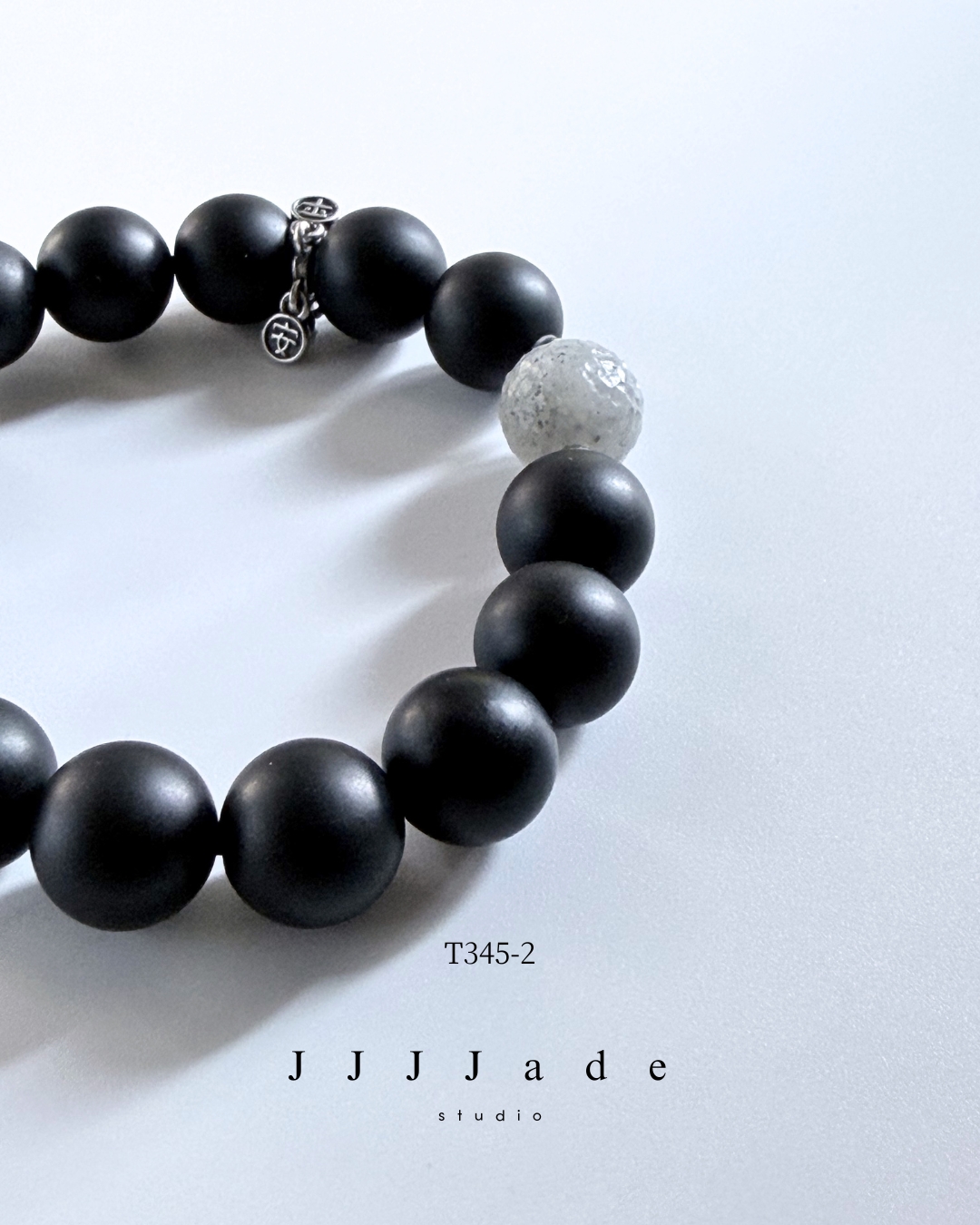 T345 一念 | 和田玉墨玉手串14