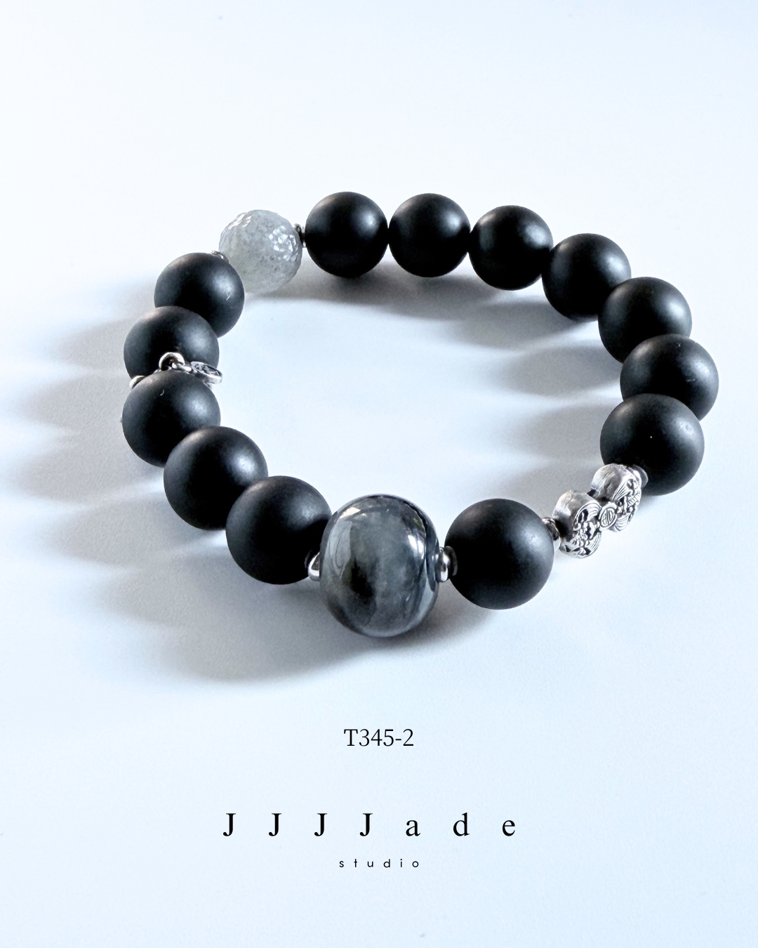 T345 一念 | 和田玉墨玉手串12