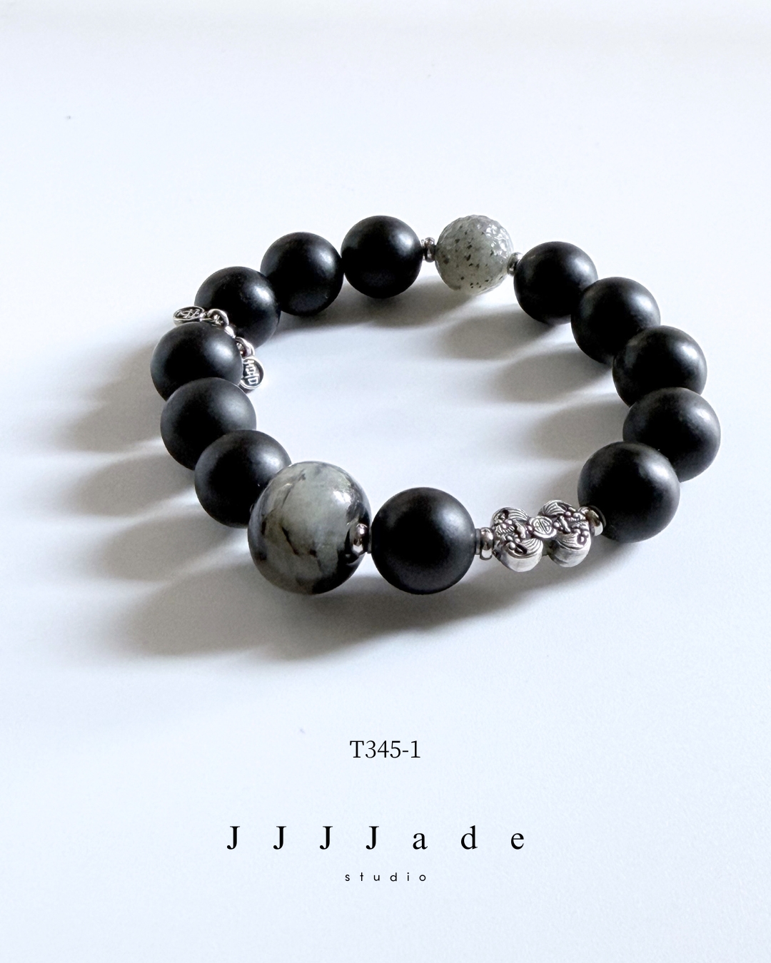 T345 一念 | 和田玉墨玉手串4