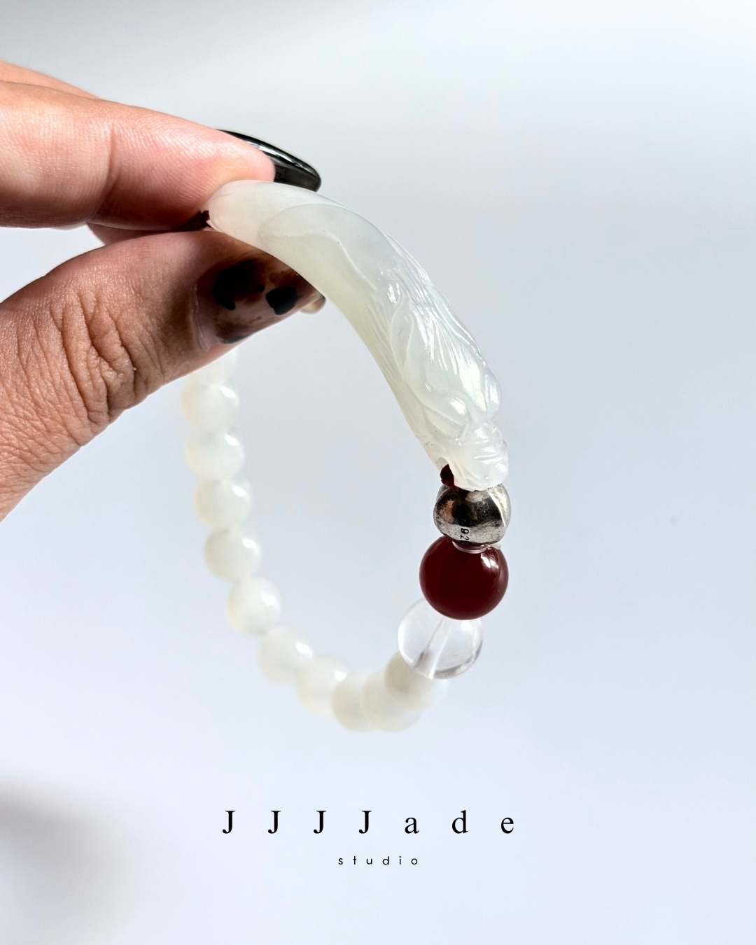 T294  賑早見琥珀主 |和田玉白玉手串