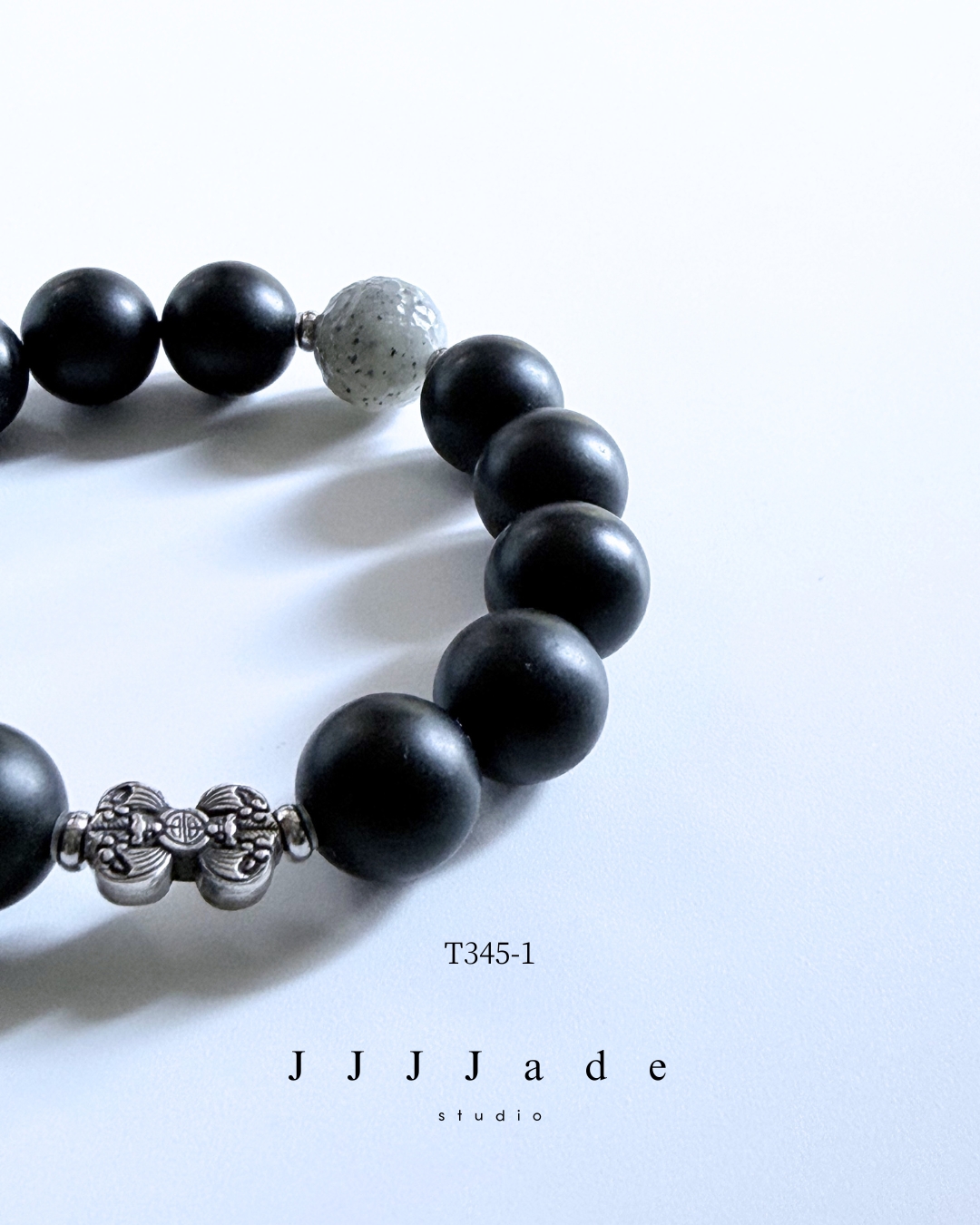 T345 一念 | 和田玉墨玉手串6